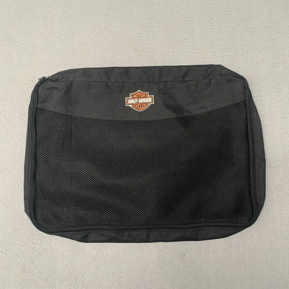 Harley Davidson Travel Organizer Bag Black Mesh Zip Storage Packing Cube Pouch